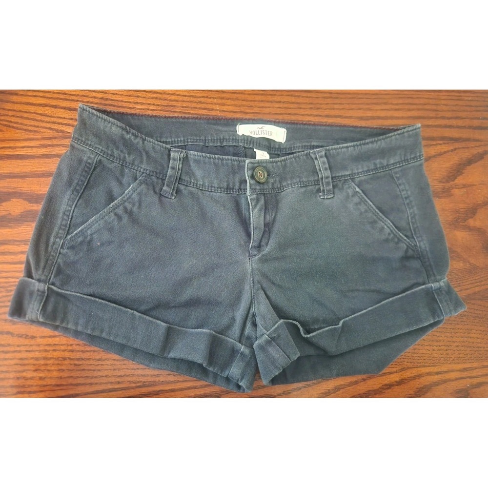 Vintage Hollister Womens Y2K Micro Mini Khaki‎ Shorts Size 1 Navy Low Rise Booty